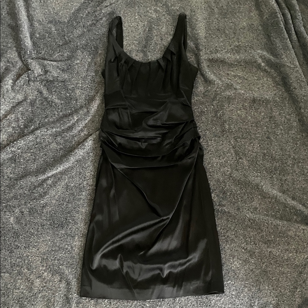 Suzy Chin Navy Satin Dress